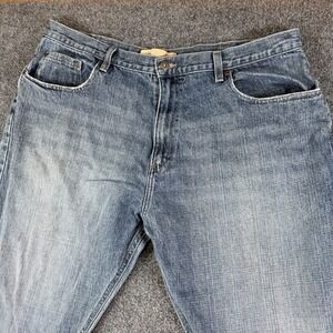 Wrangler Loose Straight Jeans Mens 39x29.5 Blue Logo Denim Cotton High Rise